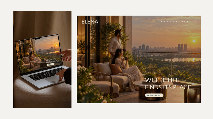 Elena website direction homepage presentation.